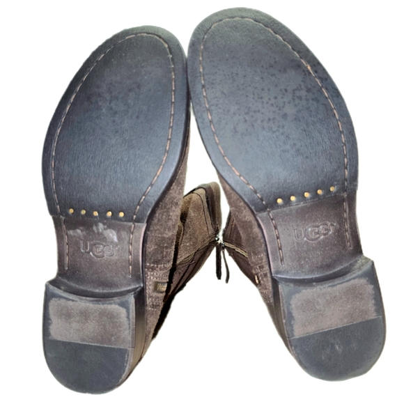 UGG Australia Dayle Lodge Brown, Tall Leather Riding Boots - Ladies Size 8 - Picture 8 of 10